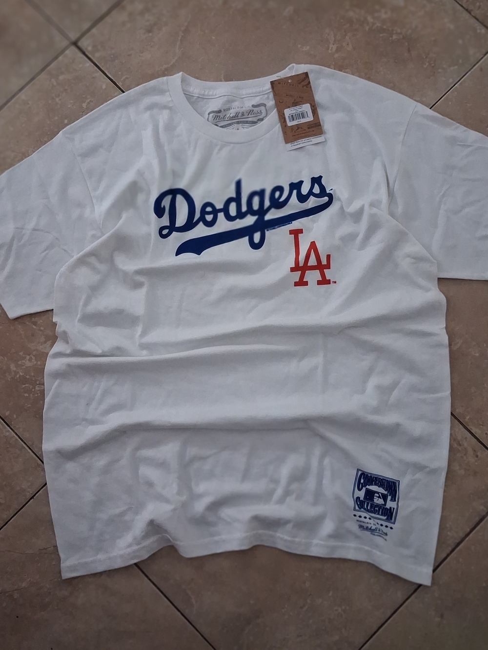 Mitchell & Ness Los Angeles Dodgers White Logo Tee